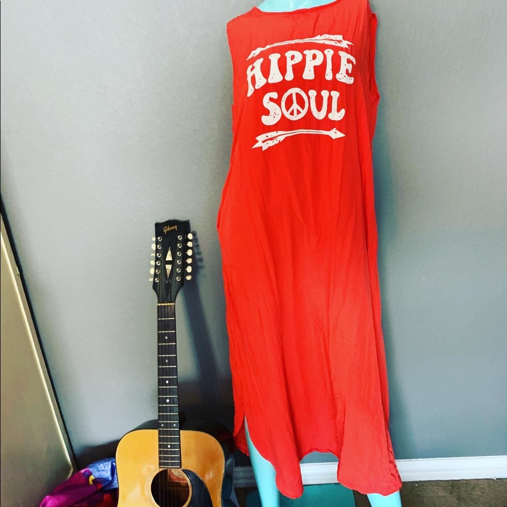 Hippie Soul Soft Coral Dress M L XL boho maxi